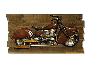 Kahverengi Motorsiklet Duvar Panosu-72x36 cm