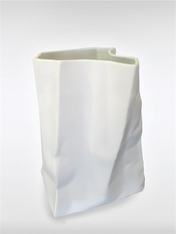 26 cm Beyaz Kese Kağıdı Seramik Vazo